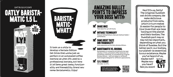Oatly Oat Drink Baristamatic 6 X 1.5L cartons
